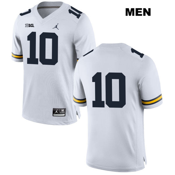 Men's NCAA Michigan Wolverines Dylan McCaffrey #10 No Name White Jordan Brand Authentic Stitched Football College Jersey AE25L71BW